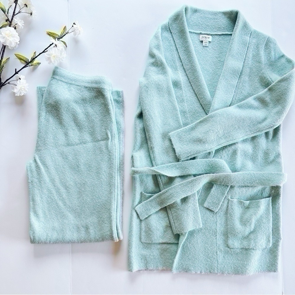 NEW J.Crew Factory Wrap Cardigan Sweater Top & Pants Set Extra Wintergreen